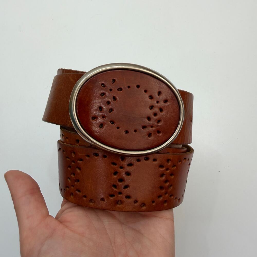Vintage Y2K 2000s Aeropostale Brown Leather Belt Medium